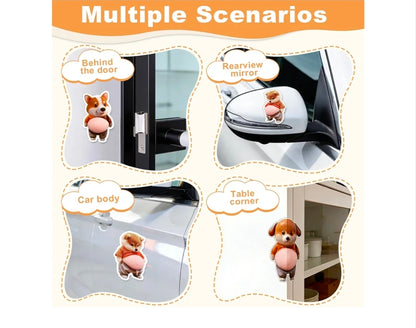 4pcs 3D Dog Belly Stickers,Soft Silicone,Anti Collision Stickers
