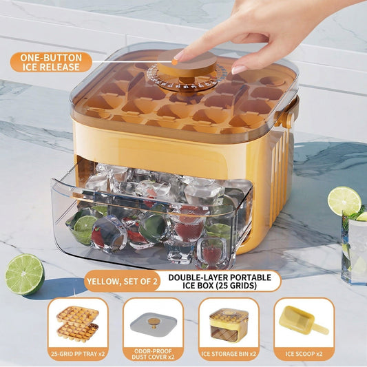 2-Layer Ice Cube Tray With Lid