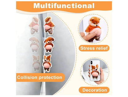 4pcs 3D Dog Belly Stickers,Soft Silicone,Anti Collision Stickers