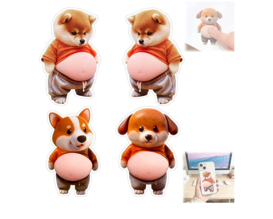 4pcs 3D Dog Belly Stickers,Soft Silicone,Anti Collision Stickers